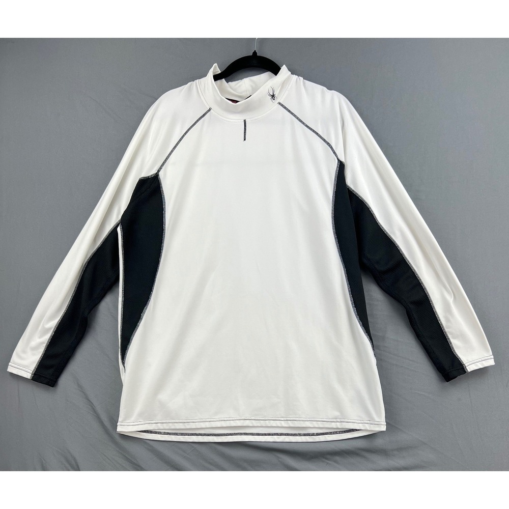 Spyder Active Base Layer Mens XL ProWeb Mock Neck White Black Top Good